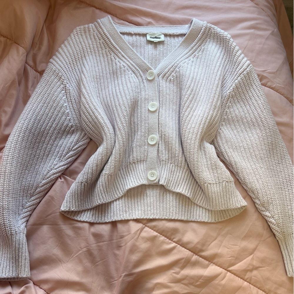 Darling White Cardigan Sweater with Ribbed Texture